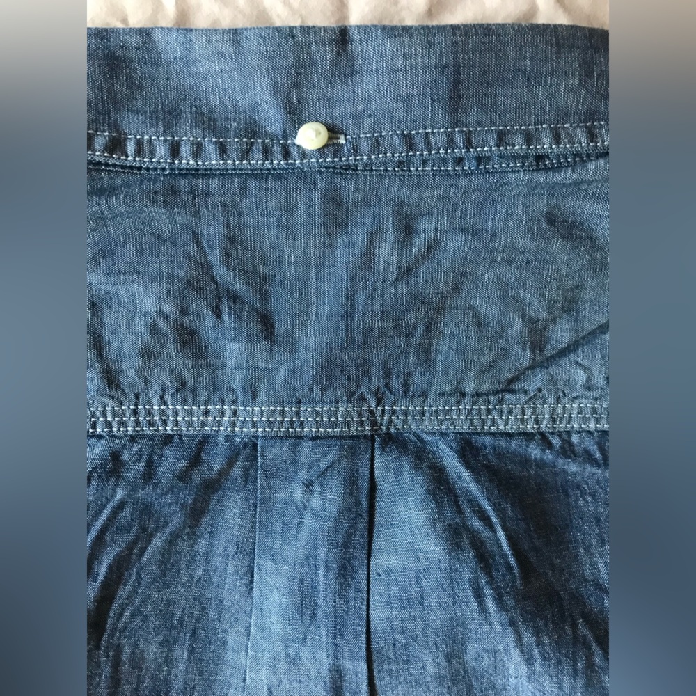 Lands' End Denim Indigo Blue Casual Work Shirt - Picture 5 of 9